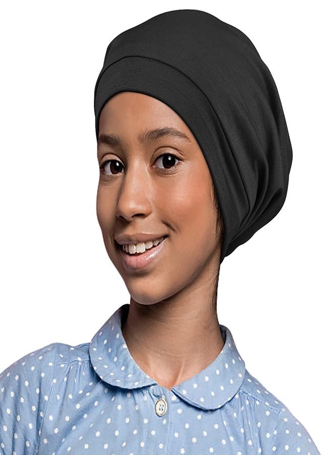 Alnorm Kids Beanie Sleep Hats Bonnet for Night Sleeping Skull Cap to Keep Hair Smooth Adjustable Black - Image 3